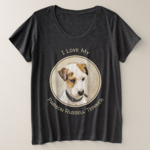 Parson Jack Russell Terrier Painting - Dog Art Plus Size T-Shirt