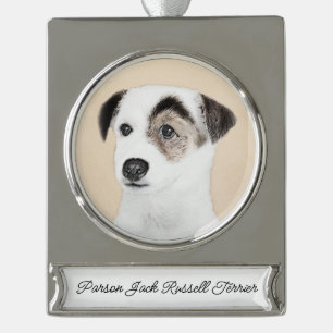 Parson Jack Russell Terrier Painting - Dog Art Sil Silver Plated Banner Ornament