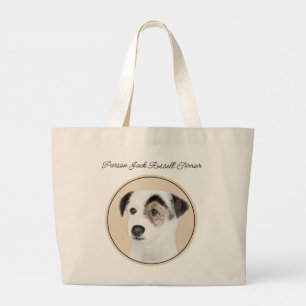 Parson Jack Russell Terrier Painting Pet Dog Art Large Tote Bag