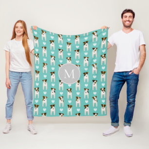 Parson Jack Russell Terriers pattern light teal Fleece Blanket
