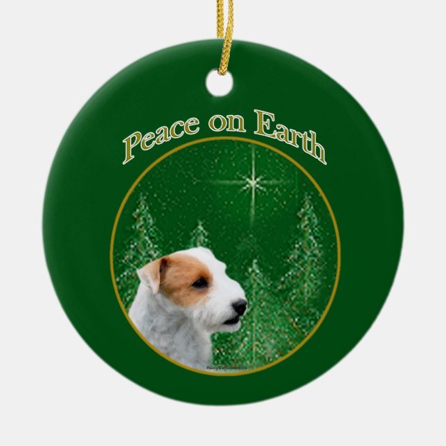 Parson Russell Terrier (broken) Peace Ceramic Tree Decoration (Front)