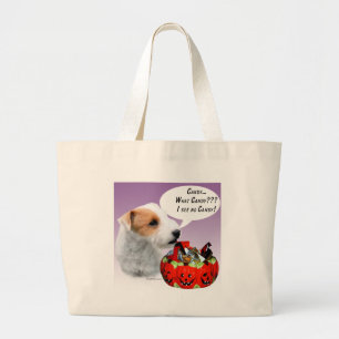 Parson Russell Terrier Halloween Candy Large Tote Bag