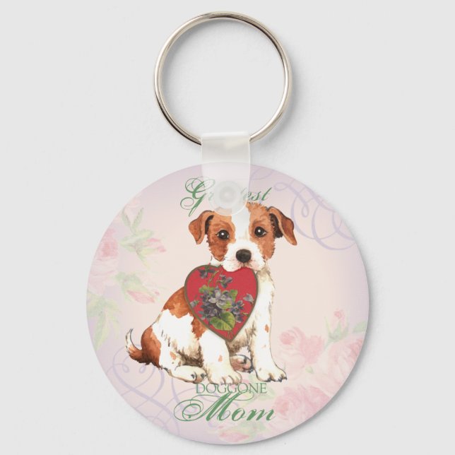Parson Russell Terrier Heart Mum Key Ring (Front)