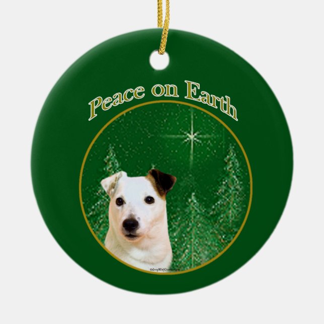 Parson Russell Terrier Peace Ceramic Tree Decoration (Front)