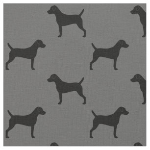 Parson Russell Terrier Silhouettes Grey and Black Fabric