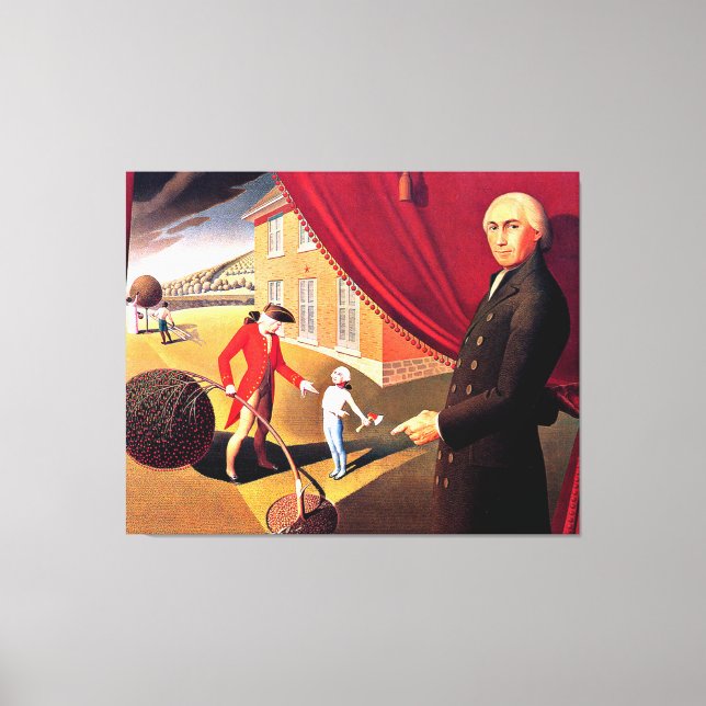 Parson Weem's Fable, fine art by Grant Wood Canvas Print (Front)