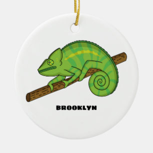 Parson's chameleon illustration ceramic tree decoration