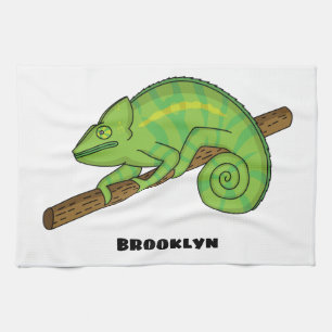 Parson's chameleon illustration tea towel