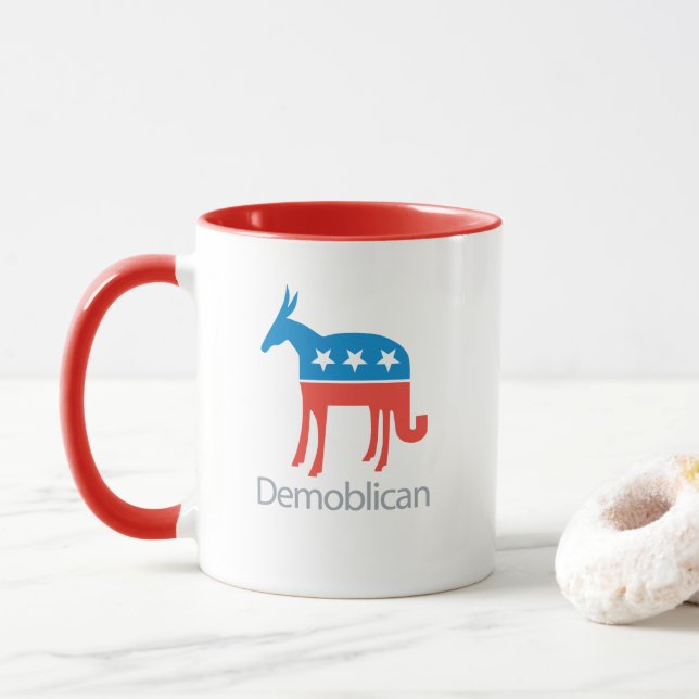 Part Democrat. Part Republican. Demoblican Mug (With Donut)
