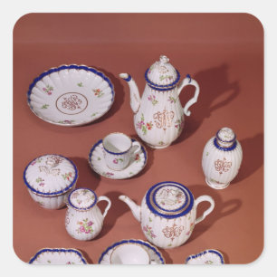 Part of a Worcester monogrammed tea service Square Sticker