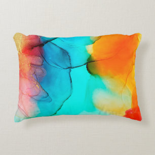 Part of alcohol ink painting, macro photo, abstrac decorative cushion