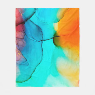 Part of alcohol ink painting, macro photo, abstrac fleece blanket