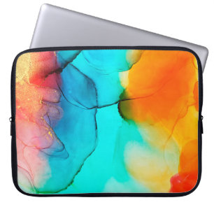 Part of alcohol ink painting, macro photo, abstrac laptop sleeve