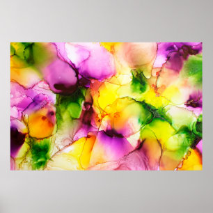 Part of alcohol ink painting, macro photo, abstrac poster
