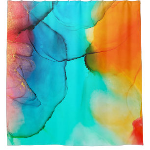 Part of alcohol ink painting, macro photo, abstrac shower curtain