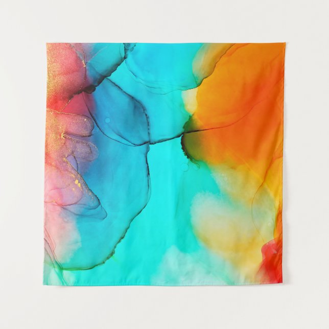 Part of alcohol ink painting, macro photo, abstrac tapestry (Front)