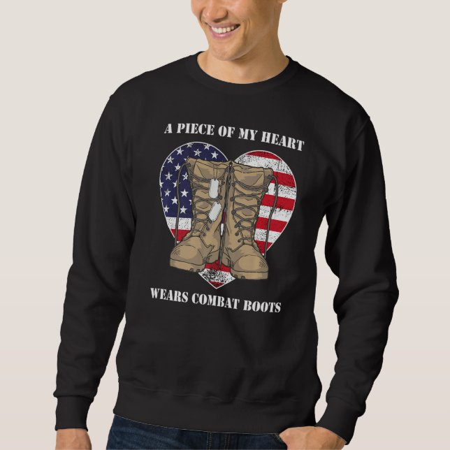 Part Of My Heart Wears Combat Boots Proud Military Sweatshirt (Front)