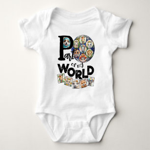 Part of My World Planet Earth Cute Animals Text Baby Bodysuit