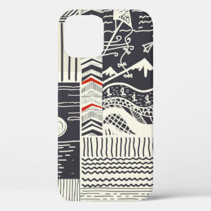 Part of wood with peeled green paint, abstract te iPhone 12 case