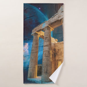 Parthenon Acropolis Greece Meets Space Bath Towel