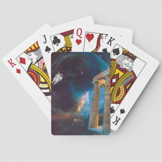 Parthenon Acropolis Greece Meets Space Playing Cards (Back)