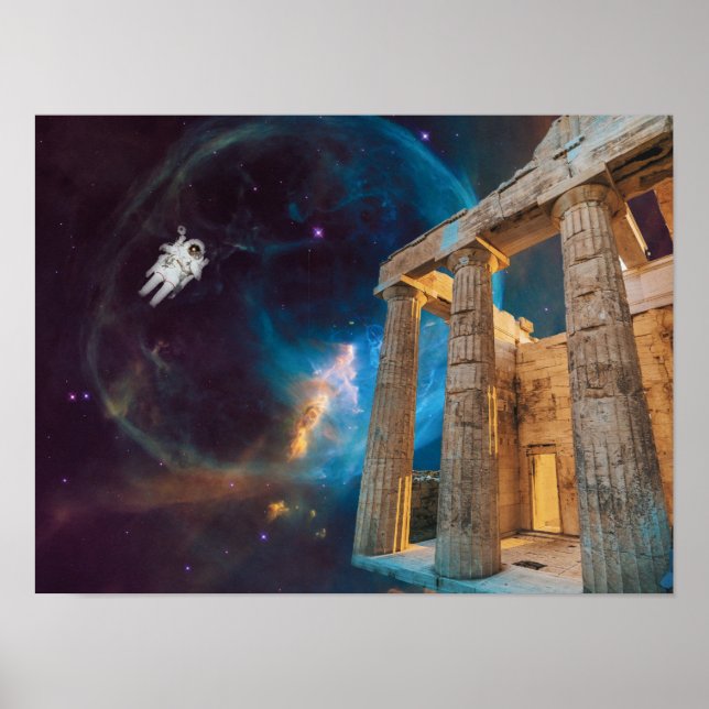 Parthenon Acropolis Greece Meets Space Poster (Front)