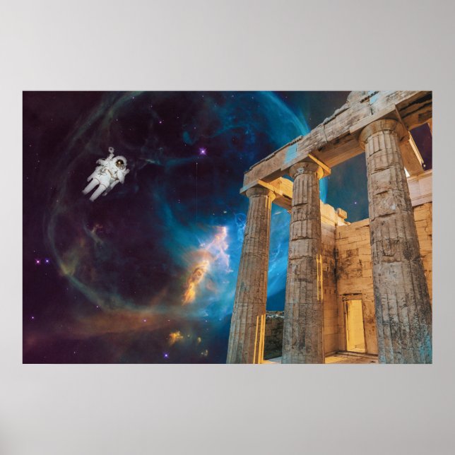 Parthenon Acropolis Greece Meets Space Poster (Front)