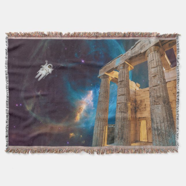 Parthenon Acropolis Greece Meets Space Throw Blanket (Front)
