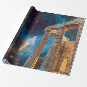Parthenon Acropolis Greece Meets Space Wrapping Paper