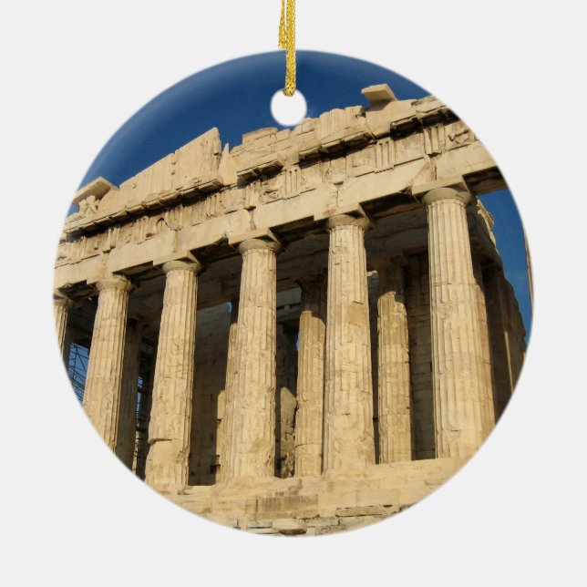 Parthenon Acropolis in Athens Ceramic Tree Decoration (Back)