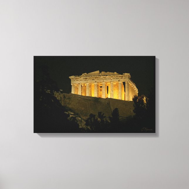 Parthenon at Night Canvas Print (Front)