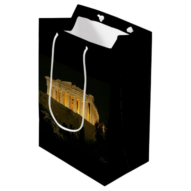 Parthenon at Night Medium Gift Bag (Front Angled)