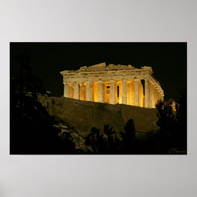 Parthenon at Night Poster (Front)