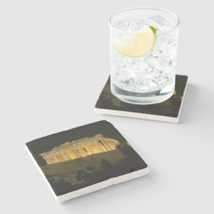 Parthenon at Night Stone Coaster