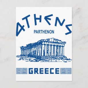 Parthenon - Athens - Greek (blue) Postcard