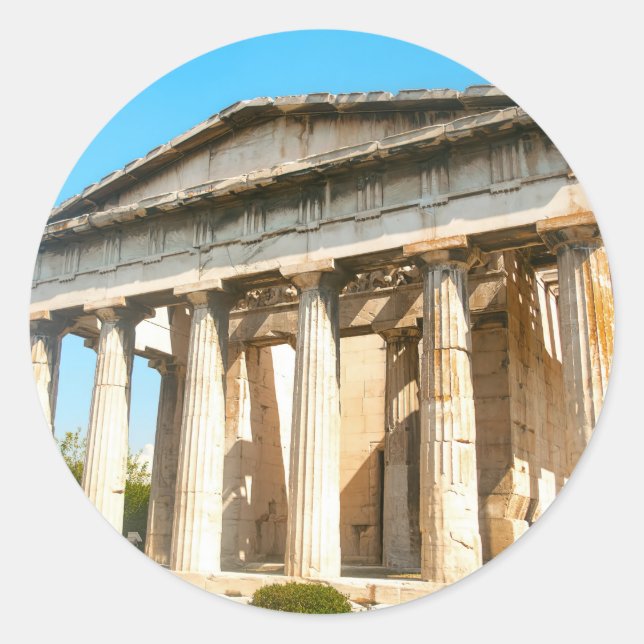 Parthenon temple in Acropolis Classic Round Sticker (Front)