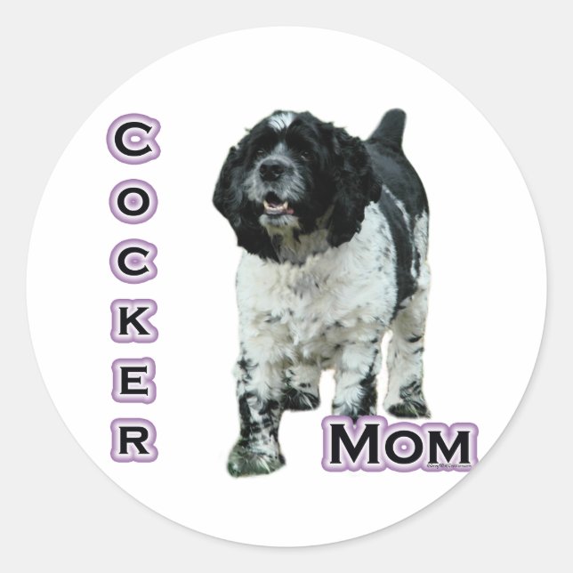 Parti Cocker Spaniel Mum; Mum of Cocker Spaniel Classic Round Sticker (Front)