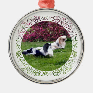Parti-Colour Pekingese Dogs Metal Tree Decoration