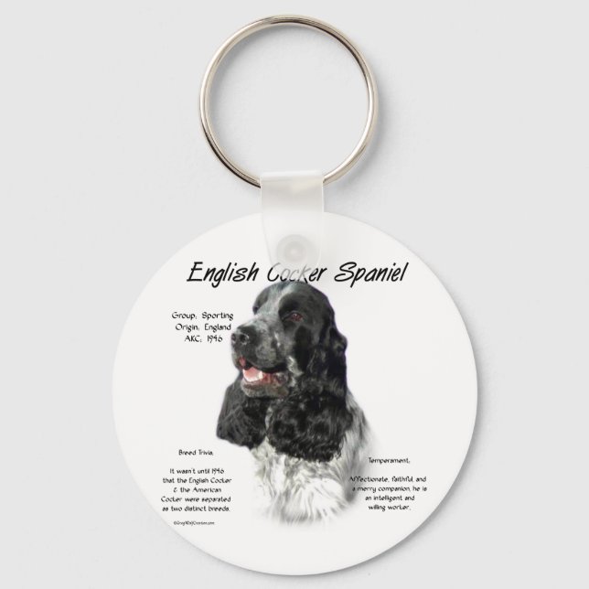 Parti English Cocker Spaniel History Key Ring (Front)