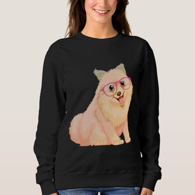 Parti Pomeranian With Glasses Sweatshirt (Front)