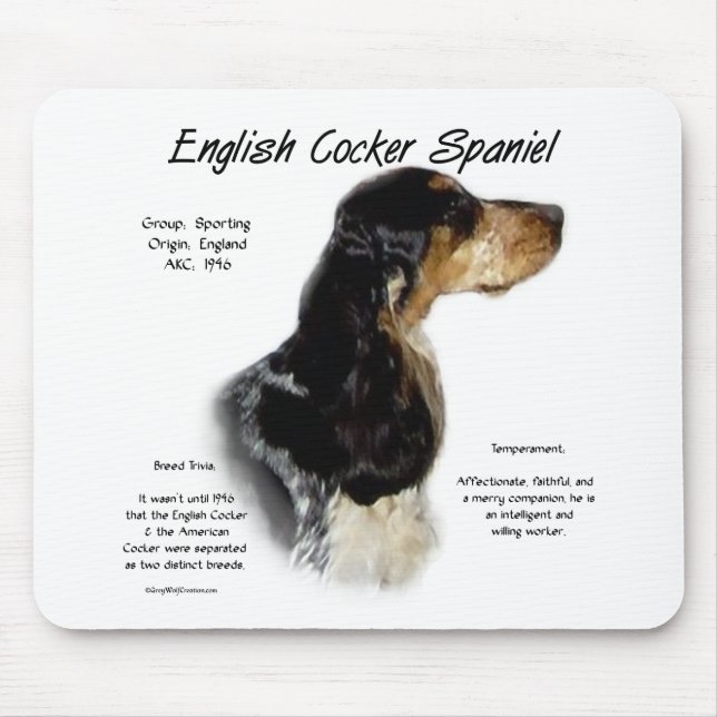 Parti Roan English Cocker Spaniel History Mouse Pad (Front)
