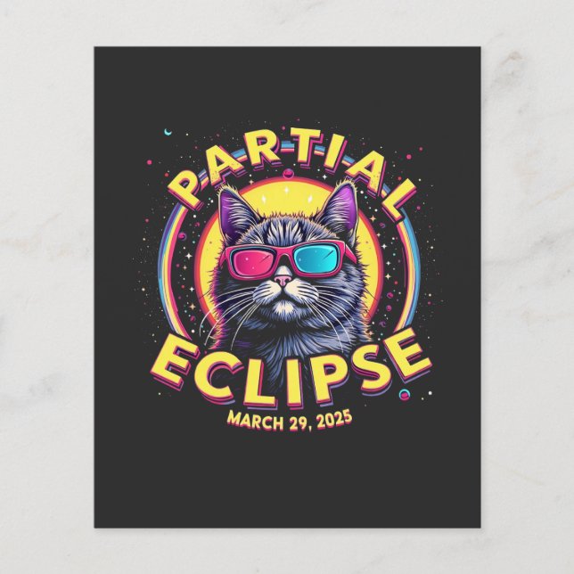 Partial Eclipse 2025 Cat Astronomy KItten Lovers Flyer (Front)