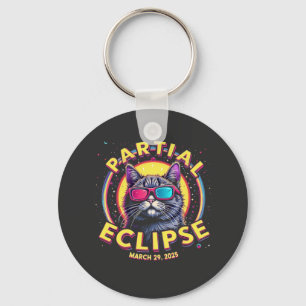 Partial Eclipse 2025 Cat Astronomy KItten Lovers Key Ring