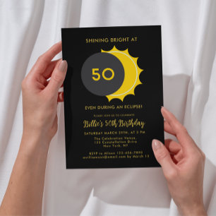 Partial Solar Eclipse 2025 50th Birthday Party Invitation