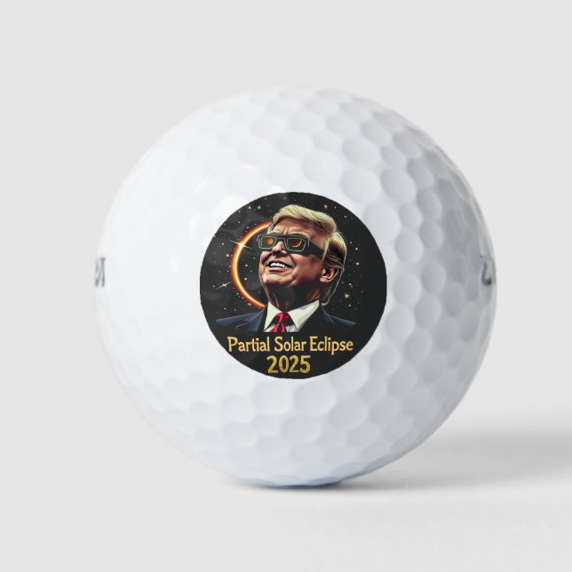 Partial Solar Eclipse 2025 Astronomy Trump  Golf Balls (Front)