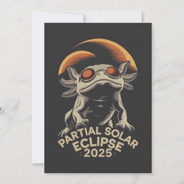 Partial Solar Eclipse 2025 Axolotl Ammph Holiday Card (Front)