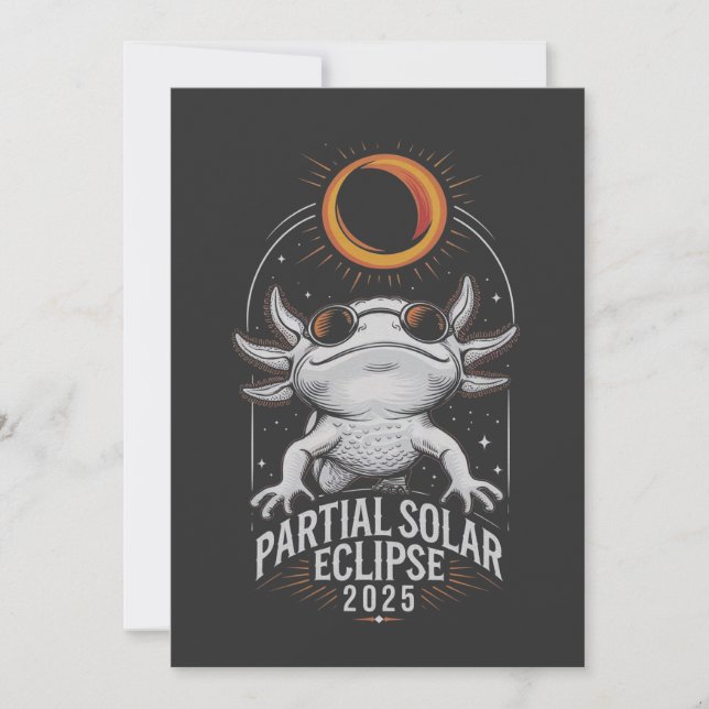 Partial Solar Eclipse 2025 Axolotl Amphibian  Invitation (Front)