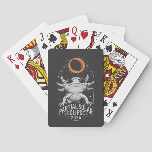Partial Solar Eclipse 2025 Axolotl Amphibian  Playing Cards (Back)