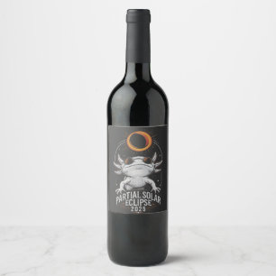 Partial Solar Eclipse 2025 Axolotl Amphibian  Wine Label