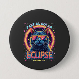 Partial Solar Eclipse 2025 Cat Kitten  7.5 Cm Round Badge